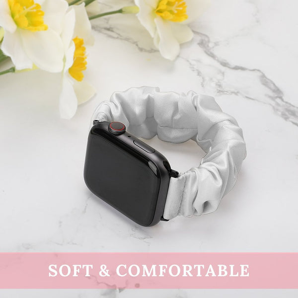 White Scrunchie Apple Watch Band