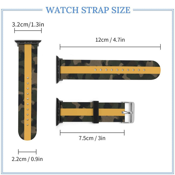 Camo with Gold Stripe Silicone Apple WatchBand
