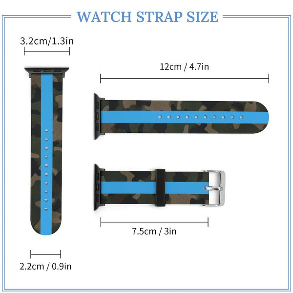 Camo with Teal Stripe Silicone Apple Watch Band
