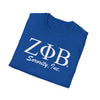 ZΦB Sorority Unisex Softstyle T-Shirt, Greek Life Apparel, Sorority Gift, Casual Wear, College Spirit Wear, Blue Sorority Tee