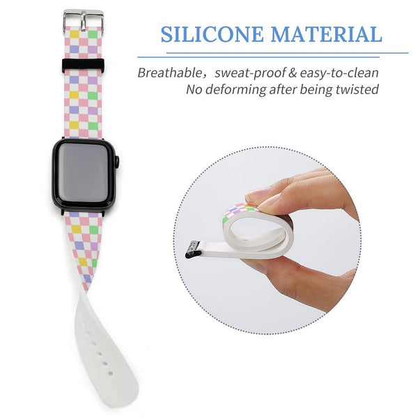 Multi-Colored Checkered Silicone Apple Watch Band