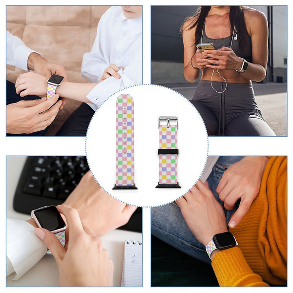 Multi-Colored Checkered Silicone Apple Watch Band