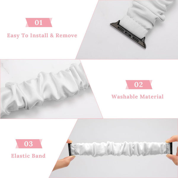 White Scrunchie Apple Watch Band