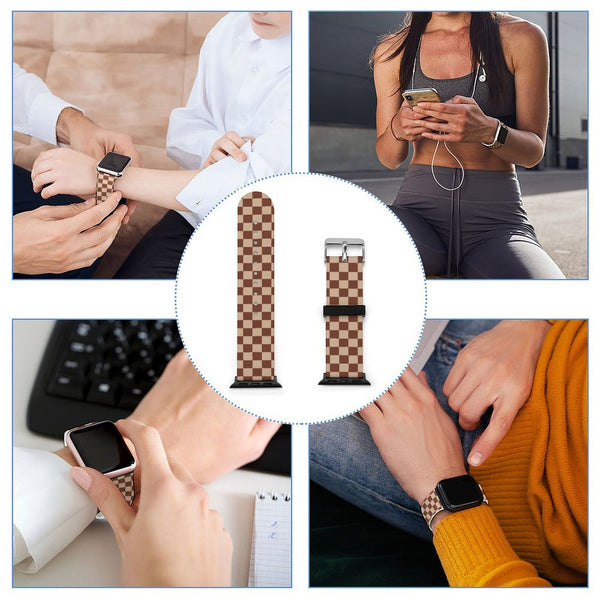 Mocha Checkered Silicone Apple Watch Band