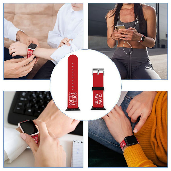 Red & White Glow Softly Silicone Apple Watch Band