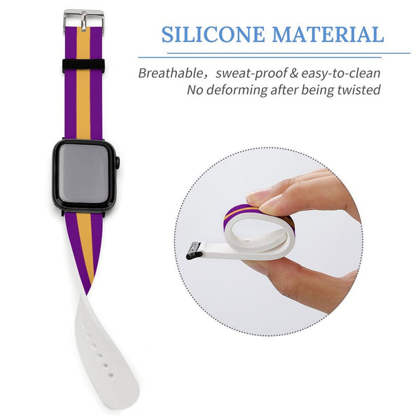 Purple and Gold Silicone Apple Watch Band