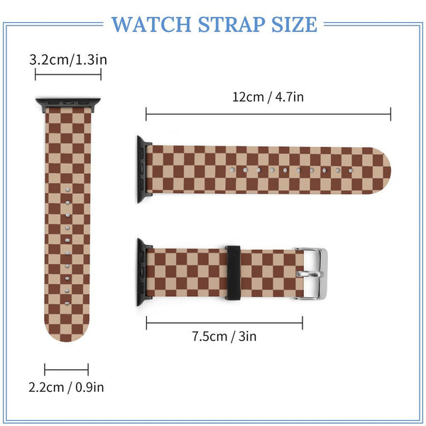 Mocha Checkered Silicone Apple Watch Band