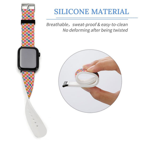 Multi-Colored Checkered Silicone Apple Watch Band