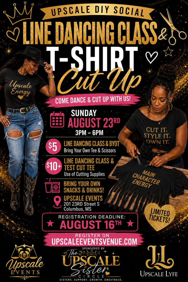 Upscale DIY Social: Line Dancing & T-Shirt Cut Up Class