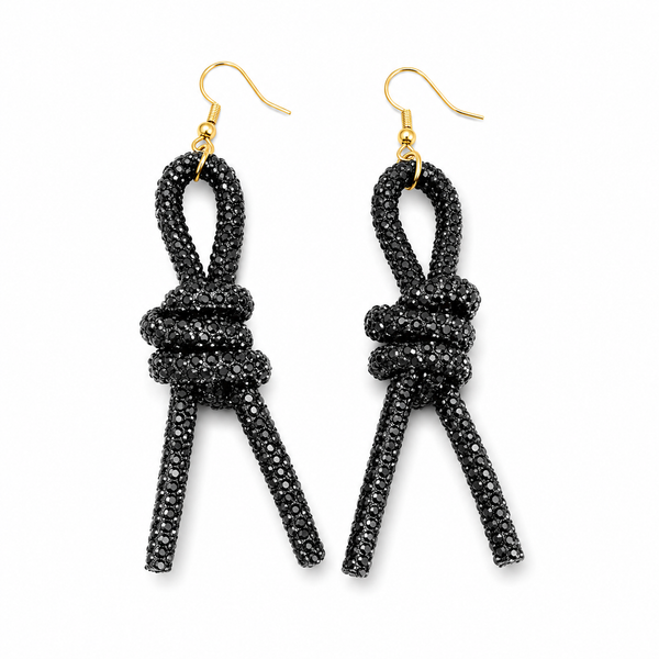 Upscale Glam Rhinestone Earrings - Black