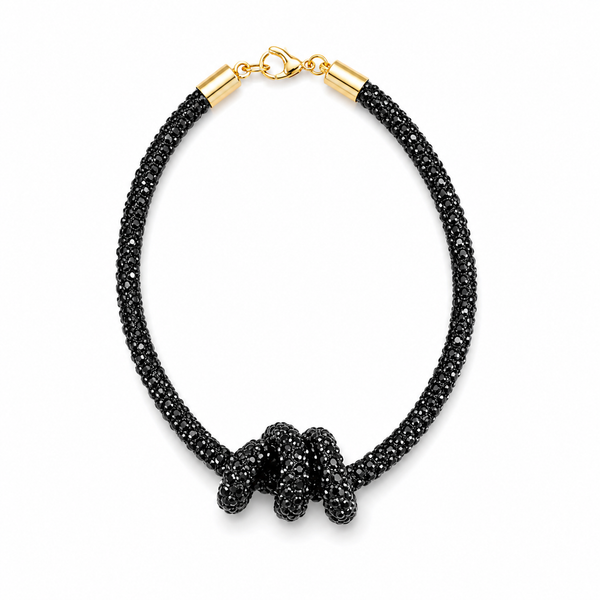 Upscale Glam Rhinestone Bracelet - Black