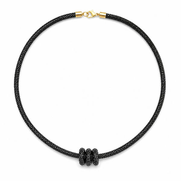 Upscale Glam Rhinestone Necklace - Black