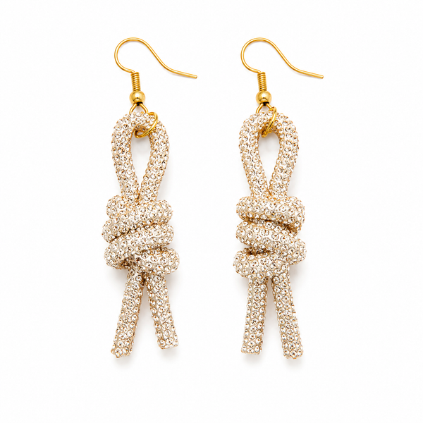 Upscale Glam Rhinestone Earrings - Champagne