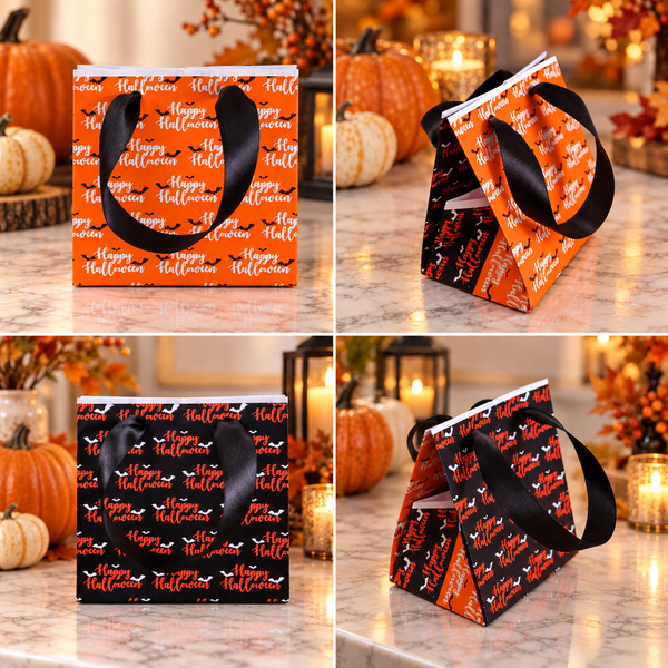 Happy Halloween Mini Gift Bag Printable Design | DIY Paper Gift Bag | Instant Download | Upscale Creations
