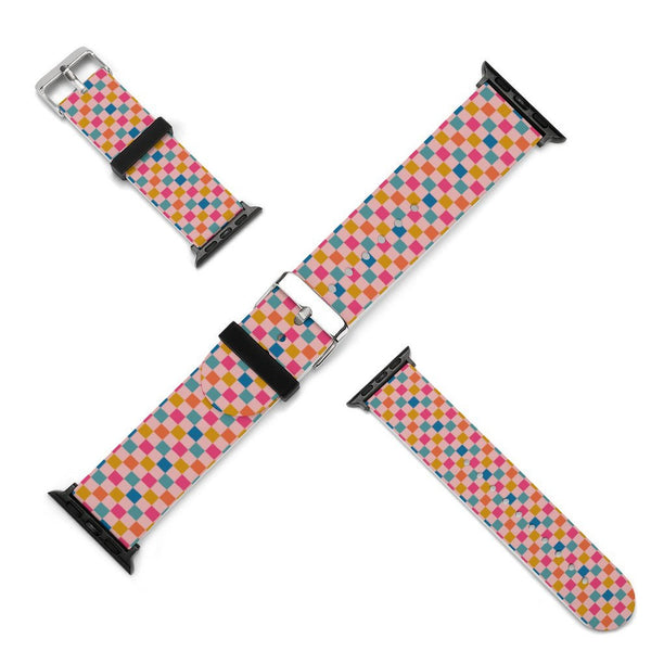 Multi-Colored Checkered Silicone Apple Watch Band