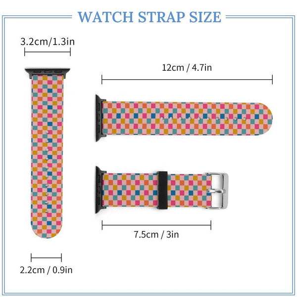 Multi-Colored Checkered Silicone Apple Watch Band