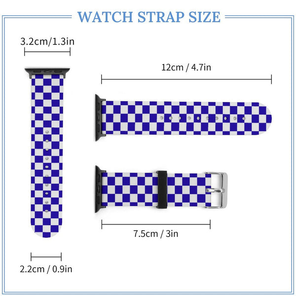 Blue & White Checkered Silicone Apple Watch Band