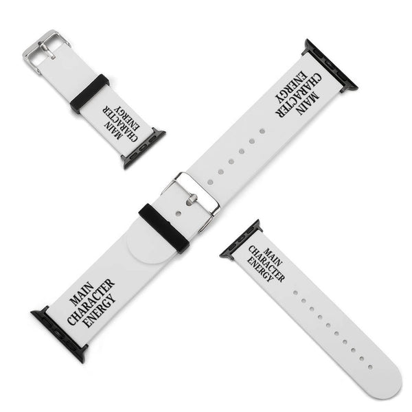 White Main Character Energy Silicone Apple Watch Band