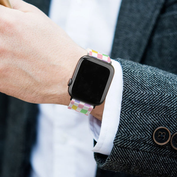Multi-Colored Checkered Silicone Apple Watch Band