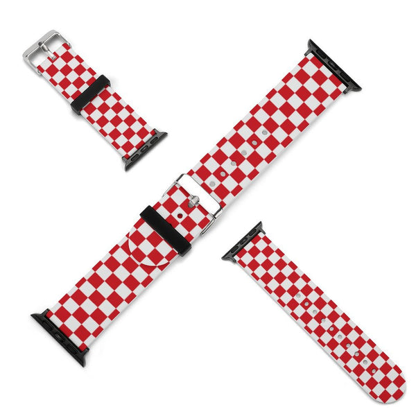 Red & White Checkered Silicone Apple Watch Band