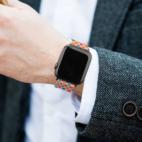 Multi-Colored Checkered Silicone Apple Watch Band