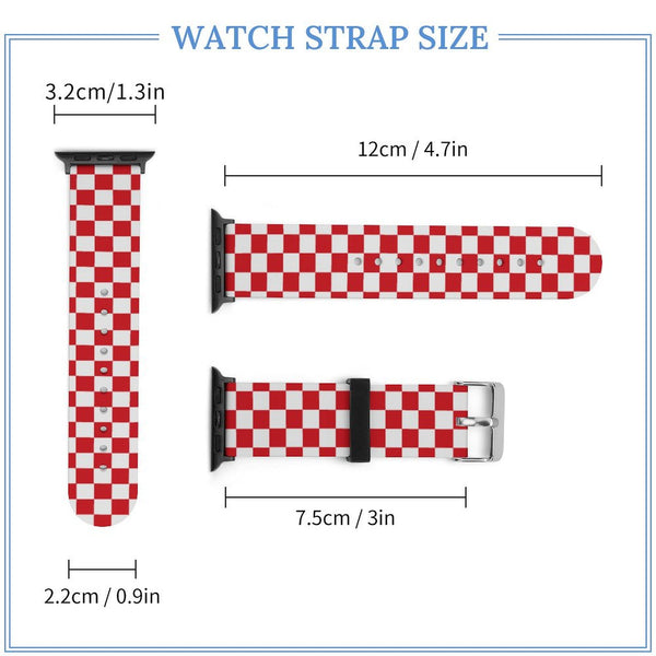 Red & White Checkered Silicone Apple Watch Band